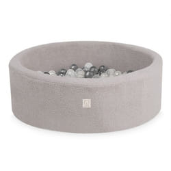 Piscine à Balles pour Bébé Enfants Chambre des Enfants MISIOO Ronde Bouclé Gris 90x30 cm 200 Balles: Argent/Blanc Perle/Transparent