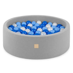 Piscine à Balles pour Bébé Enfants Chambre des Enfants MISIOO Ronde Coton Gris 90x30 cm 200 Balles: Bleu/Bleu Clair/Blanc Perle