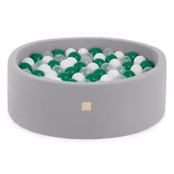 Piscine à Balles pour Bébé Enfants Chambre des Enfants MISIOO Ronde Coton Gris 90x30 cm 200 Balles: Vert/Blanc/Transparent