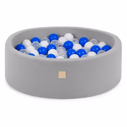 Piscine à Balles pour Bébé Enfants Chambre des Enfants MISIOO Ronde Coton Gris 90x30 cm 200 Balles: Bleu/Blanc/Transparent