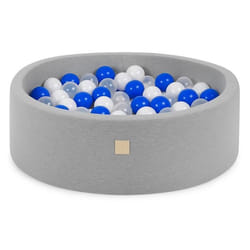 Piscine à Balles pour Bébé Enfants Chambre des Enfants MISIOO Ronde Coton Gris 90x30 cm 200 Balles: Bleu/Blanc/Transparent