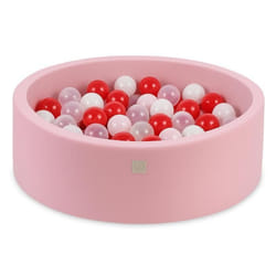 Piscine à Balles pour Bébé Enfants Chambre des Enfants MISIOO Ronde Coton Rose 90x30 cm 200 Balles: Rouge/Blanc/Transparent