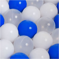 Balles pour Piscine à Balles de Jeu pour Bébé Enfants MISIOO Plastique Colorées 6 cm 150 Boules: Bleu/Blanc/Transparent
