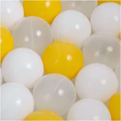 Balles pour Piscine à Balles de Jeu pour Bébé Enfants MISIOO Plastique Colorées 6 cm 1200 Boules: Jaune/Blanc/Transparent