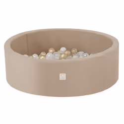 Piscine à Balles pour Bébé Enfants Extérieur MISIOO Ronde Étanche Beige 90x30 cm 200 Balles: Doré/Blanc Perle/Transparent