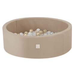 Piscine à Balles pour Bébé Enfants Extérieur MISIOO Ronde Étanche Beige 90x30 cm 200 Balles: Doré/Blanc Perle/Transparent