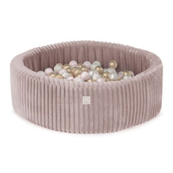 Piscine à Balles pour Bébé Enfants MISIOO Ronde Velours Côtelé Épais Rose 90x30 cm 200 Balles: Rose/Doré/Blanc Perle