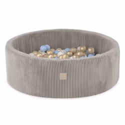 Piscine à Balles pour Bébé Enfants pour la Chambre MISIOO Ronde Velours Côtelé Beige 90x30 cm 200 Balles: Bleu/Doré/Blanc Per ...