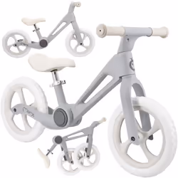 MoMi NORU Vélo Bébé Draisienne Pliable - Dès 2 Ans – Jusquà 25 kg - 12 pouces roues  – Réglable sans Outils – Gris