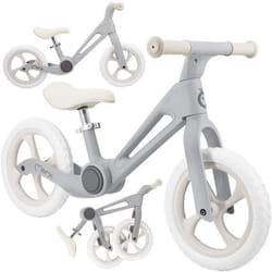 MoMi NORU Vélo Bébé Draisienne Pliable - Dès 2 Ans – Jusquà 25 kg - 12 pouces roues  – Réglable sans Outils – Gris