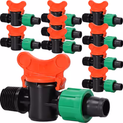Vanne à bille de haute qualité avec filetage extérieur 1/2" pour tuyaux d'arrosage goutte à goutte Diamètre du raccord : 17 m ...