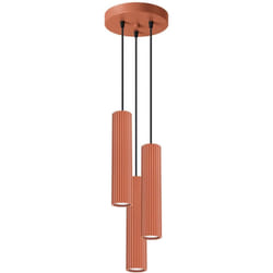 Karbon Suspension minimaliste à 3 lumières, forme grappe, rouge ocre - Sollux
