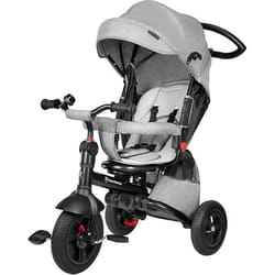 HyperMotion Tricycle Evolutif Enfant 1 à 5 ans (25kg) Vélo Poussette- Habillage Pluie Roue Pompée Siège Pivotant - Gris