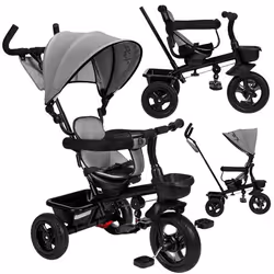 Tricycle Evolutif 5en1 - MoMi - TELDE - 360° - Repose-Pieds - Pare-Soleil - Gris