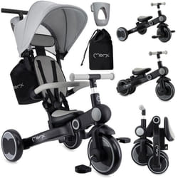 MoMi SOLIVIA - 4en1 - Tricycle Evolutif Enfant Bebe - Draisienne Pour Enfants - Jusquà 25 kg - Gris
