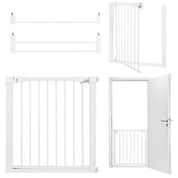 MoMi PAXI PLUS – Barrière de sécurité – Barrière escalier pour enfant 75-82cm (max 103cm) - Installation Facile sans Vis – Blanc