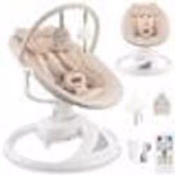 MoMi PEARL Balancelle Bébé Électrique 360° - 10 mélodies - 5 modes de balancement - Arche à jouets – Beige