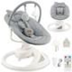 MoMi PEARL Balancelle Bébé Électrique 360° - 10 mélodies - 5 modes de balancement - Arche à jouets – Gris