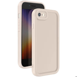 Coque pour iPhone SE 2022/2020 8/7 - Silicone - Beige - Soft Touch - Protection caméra - Toucher doux