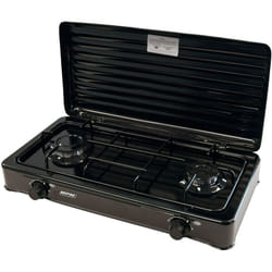 KN-02/1KB Cuisinière à gaz portable pour le camping, réchaud portable, 2 brûleurs réglable Noir - MPM