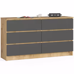 AKORD Furniture Factory OP0LK-140SZ6-ARTSZA, Chêne, 6 tiroir(s), Mat, 16 mm, 60 cm, 400 mm