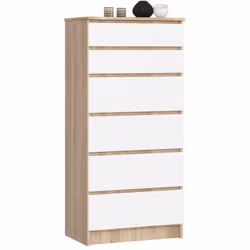 AKORD Furniture Factory OP0PK-6DABBIA001, Blanc, Chêne, 6 tiroir(s), Mat, 16 mm, 51 cm, 400 mm