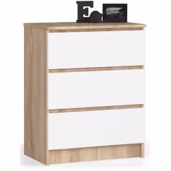 AKORD Furniture Factory OP0LK-6DABBIA002, Blanc, Chêne, 3 tiroir(s), Mat, 16 mm, 51 cm, 400 mm