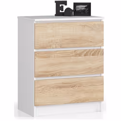 AKORD Furniture Factory OP0LK-6BIASON003, Blanc, Chêne, 3 tiroir(s), Mat, 16 mm, 51 cm, 400 mm