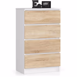 AKORD Furniture Factory OP0LK-6BIASON004, Blanc, Chêne, 4 tiroir(s), Mat, 16 mm, 51 cm, 400 mm