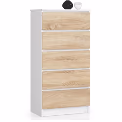 AKORD Furniture Factory OP0LK-6BIASON008, Blanc, Chêne, 5 tiroir(s), Mat, 16 mm, 51 cm, 400 mm