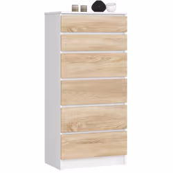 AKORD Furniture Factory OP0LK-6BIASON005, Blanc, Chêne, 6 tiroir(s), Mat, 16 mm, 51 cm, 400 mm