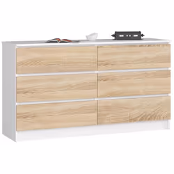 AKORD Furniture Factory OP0LK-1BIASON004, Blanc, Chêne, 6 tiroir(s), Mat, 16 mm, 60 cm, 400 mm