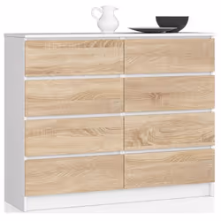 AKORD Furniture Factory OP0LK-1BIASON005, Blanc, Chêne, 8 tiroir(s), Mat, 16 mm, 51 cm, 400 mm