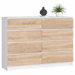 AKORD Furniture Factory OP0LKOMBIASON004, Blanc, Chêne, 8 tiroir(s), Mat, 16 mm, 60 cm, 400 mm