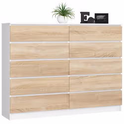 AKORD Furniture Factory OP0LK-1BIASON012, Blanc, Chêne, 10 tiroir(s), Mat, 16 mm, 71 cm, 400 mm