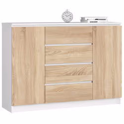 AKORD Furniture Factory OP0LKOMBIASON006, Blanc, Chêne, 4 tiroir(s), Mat, 4 étagères, 2 portes(s), 16 mm