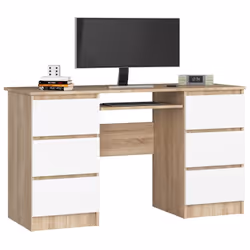 AKORD Furniture Factory IP0PBIUSONBIAA11, Droit, Forme rectangulaire, Mat, Blanc, Couleur chêne, 6 tiroir(s), 500 mm