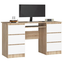 AKORD Furniture Factory IP0PBIUSONBIAA11 bureau d'ordinateur Blanc, Couleur chêne