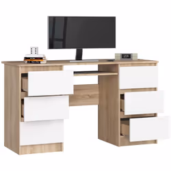 AKORD Furniture Factory IP0PBIUSONBIAA11 bureau d'ordinateur Blanc, Couleur chêne