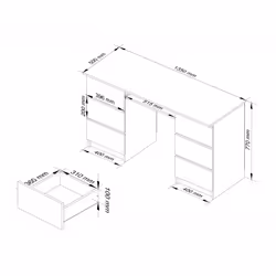 AKORD Furniture Factory IP0PBIUSONBIAA11 bureau d'ordinateur Blanc, Couleur chêne