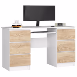 AKORD Furniture Factory IP0PBIUBIASONA11, Droit, Forme rectangulaire, Mat, Blanc, Couleur chêne, 6 tiroir(s), 500 mm