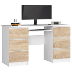 AKORD Furniture Factory IP0PBIUBIASONA11 bureau d'ordinateur Blanc, Couleur chêne