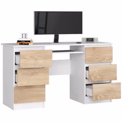 AKORD Furniture Factory IP0PBIUBIASONA11 bureau d'ordinateur Blanc, Couleur chêne