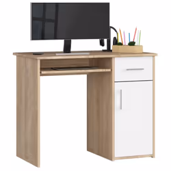 AKORD Furniture Factory IP0PPINDABBIA001, Droit, Forme rectangulaire, Mat, Blanc, Couleur chêne, 1 tiroir(s), 500 mm