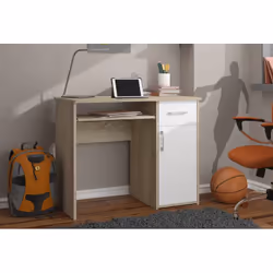 AKORD Furniture Factory IP0PPINDABBIA001 bureau d'ordinateur Blanc, Couleur chêne - Vue supplémentaire 5