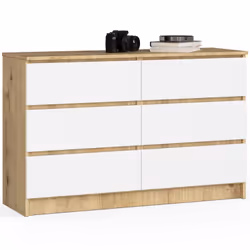AKORD Furniture Factory OP0LK-120SZ6ARTBIA, Blanc, Chêne, 6 tiroir(s), Mat, 16 mm, 51 cm, 400 mm