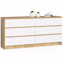 AKORD Furniture Factory OP0LK-160SZ6ARTBIA, Blanc, Chêne, 6 tiroir(s), Mat, 16 mm, 71 cm, 400 mm