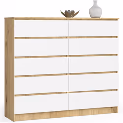 AKORD Furniture Factory KOM-140SZ10-ARTBIA, Blanc, Chêne, 10 tiroir(s), Mat, 16 mm, 60 cm, 400 mm