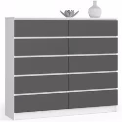 AKORD Furniture Factory KOM-140SZ10-BIASZA, Blanc, 10 tiroir(s), Mat, 16 mm, 60 cm, 400 mm