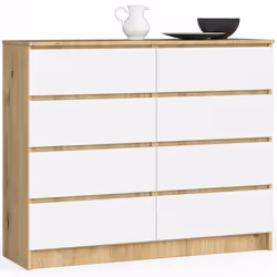 AKORD Furniture Factory OP0LK-120SZ8ARTBIA, Blanc, Chêne, 8 tiroir(s), Mat, 16 mm, 51 cm, 400 mm